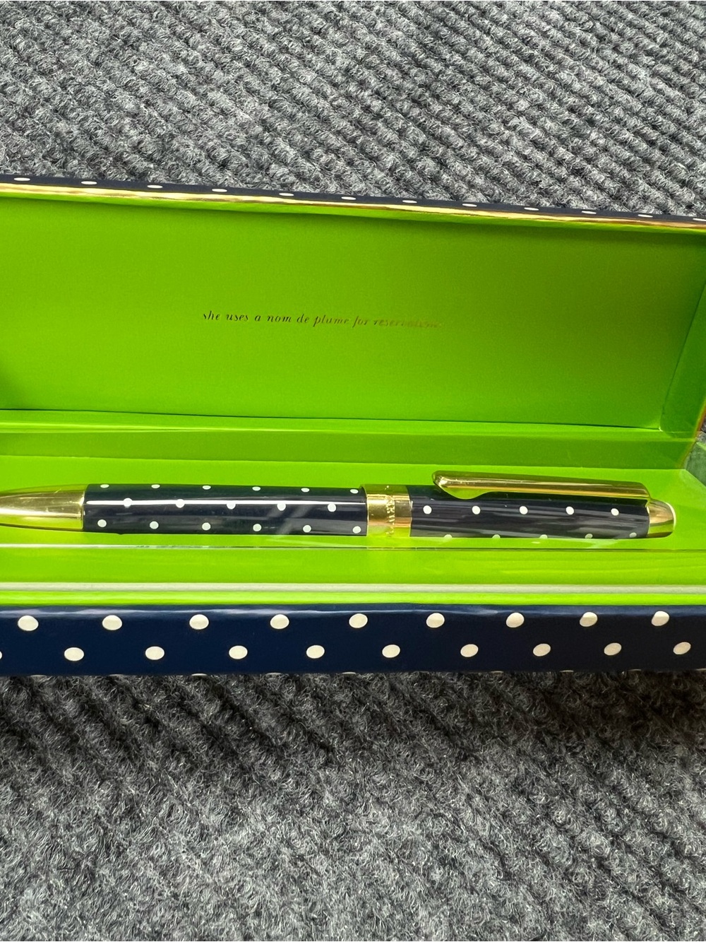 Kate Spade Polka Dot Ballpoint Pen in Navy and White